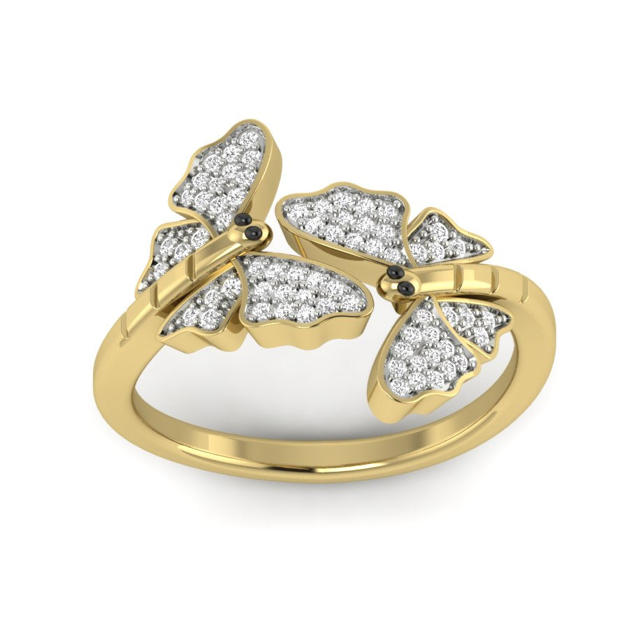 0.19 TW Butterfly Ring Round Cut Lab Grown Diamond Ring Engagement Ring Prong Setting Ring Wedding Ring PR411