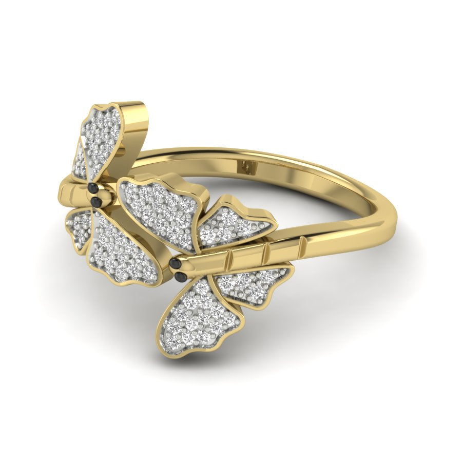 0.19 TW Butterfly Ring Round Cut Lab Grown Diamond Ring Engagement Ring Prong Setting Ring Wedding Ring PR411