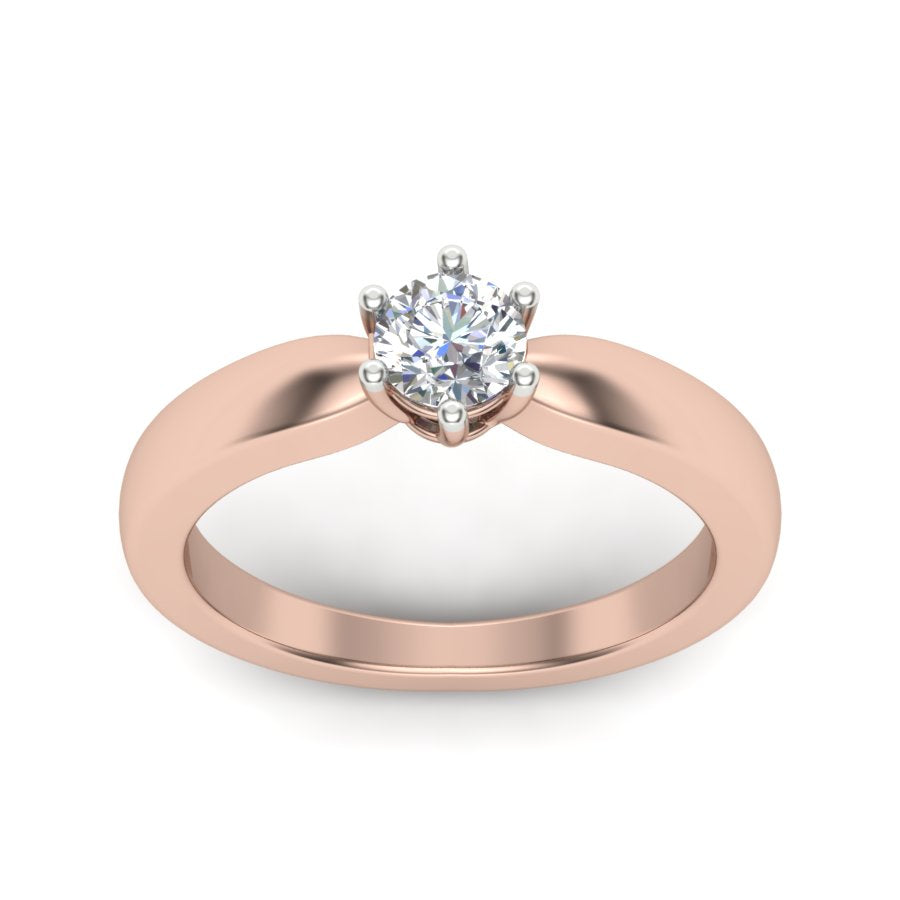 0.47 TW Solitaire Round Cut Lab Grown Diamond Ring Prong Set Unique Design Engagement Ring Multi tone gold Wedding Ring PR419