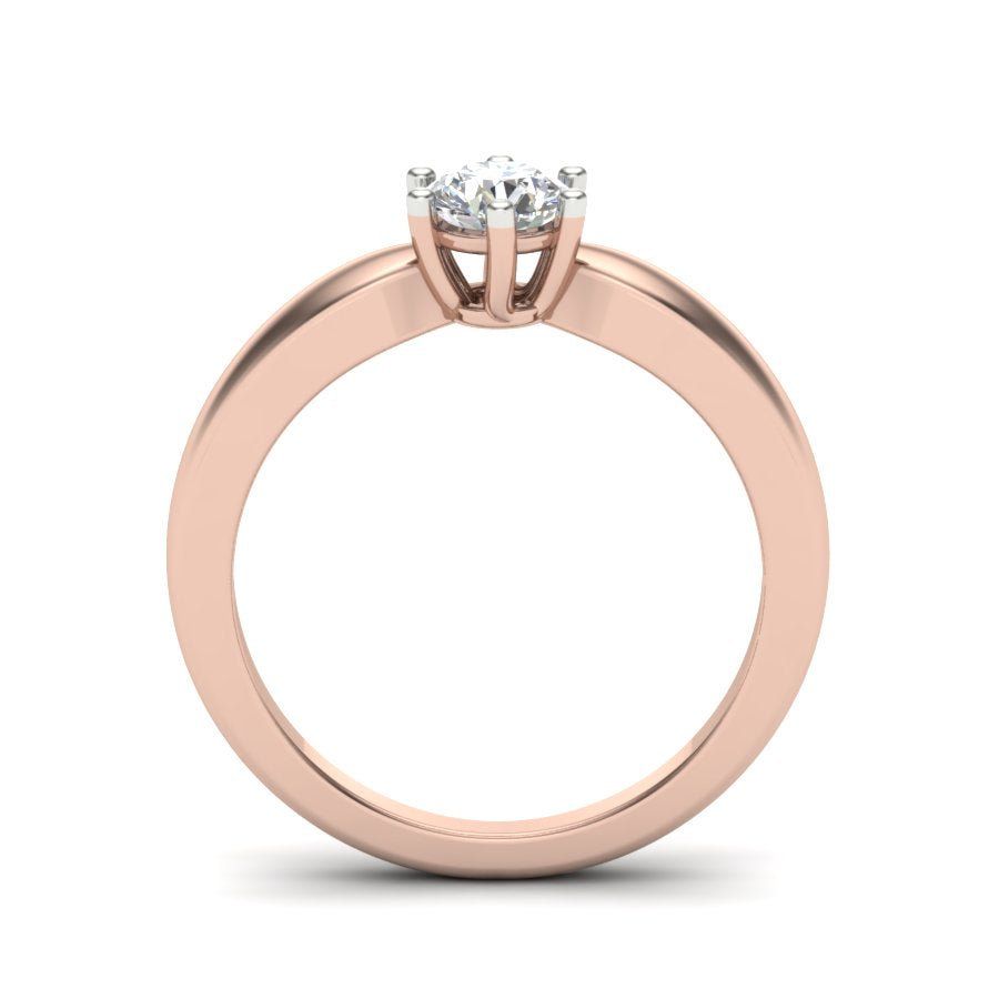 0.47 TW Solitaire Round Cut Lab Grown Diamond Ring Prong Set Unique Design Engagement Ring Multi tone gold Wedding Ring PR419