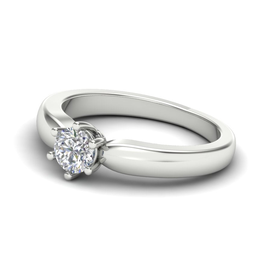 0.47 TW Solitaire Round Cut Lab Grown Diamond Ring Prong Set Unique Design Engagement Ring Multi tone gold Wedding Ring PR419