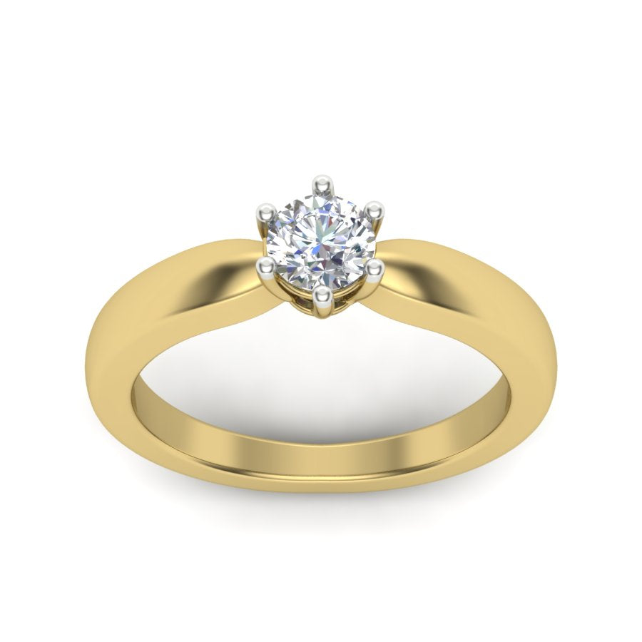 0.47 TW Solitaire Round Cut Lab Grown Diamond Ring Prong Set Unique Design Engagement Ring Multi tone gold Wedding Ring PR419