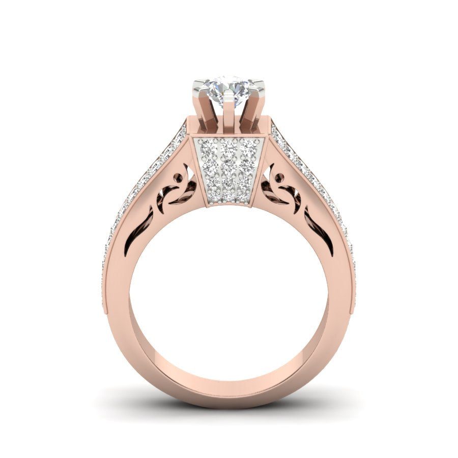 Unique Design Ring 1.17 TW Square Prong Set Ring Round Cut Lab Grown Diamond Ring Wedding ring Bridal Ring Engagement ring PR425