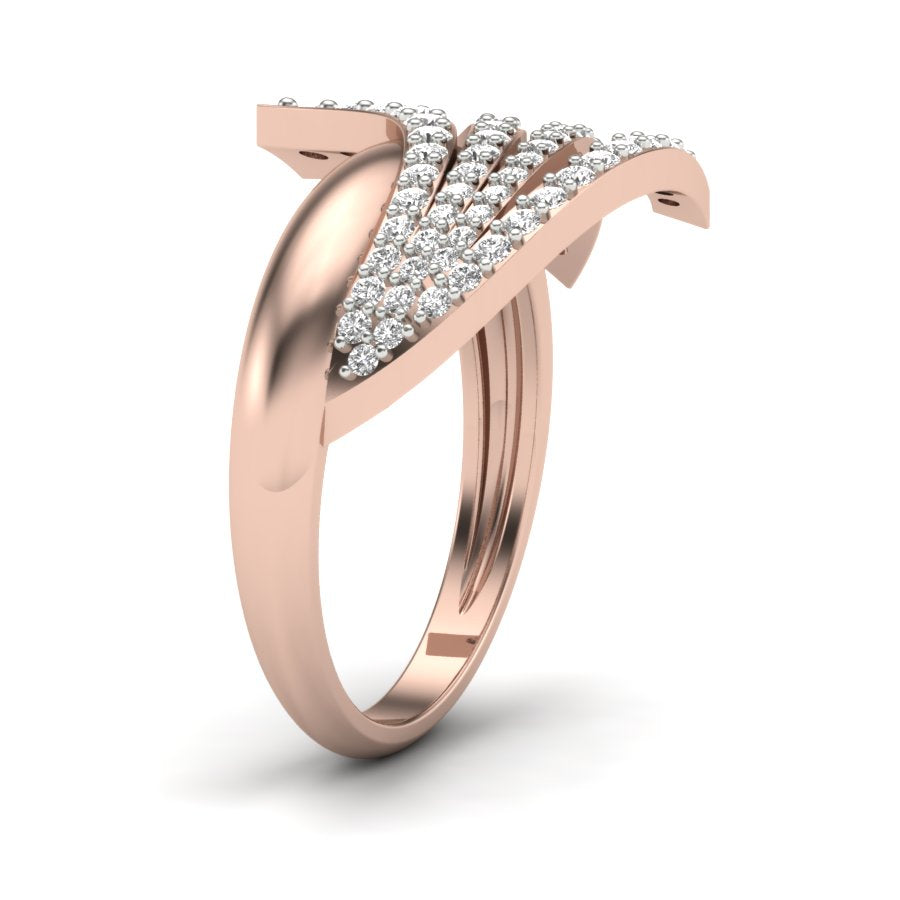 0.58 TW Unique wedding engagement ring Round Cut Lab Grown Diamond Ring Round Prong setting With Multi Tone Gold Ring PR427