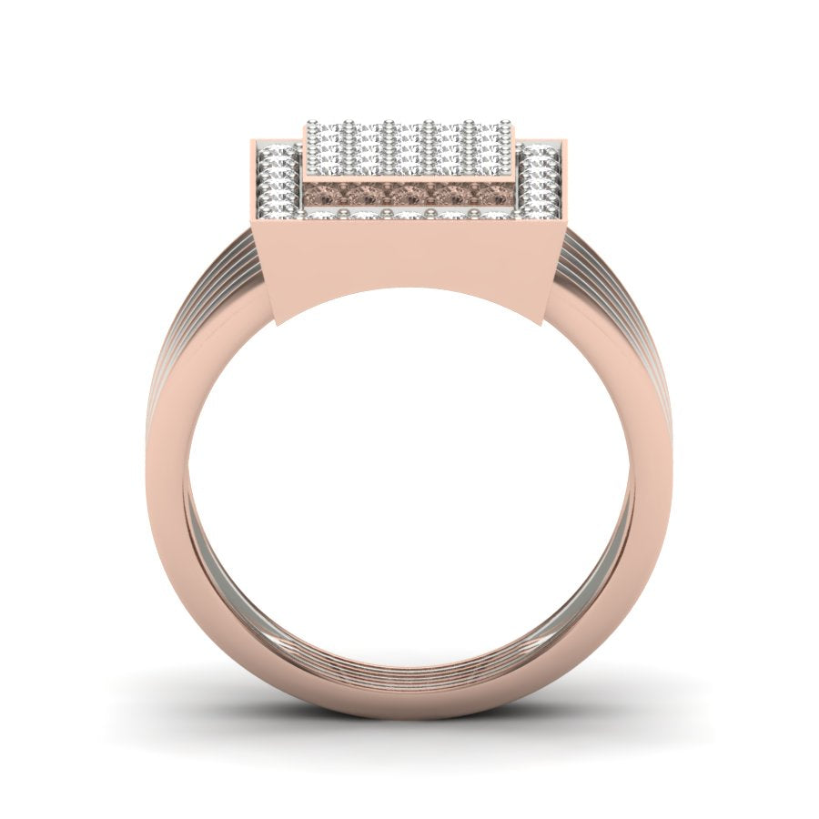 0.83 TW Two Tone Design Round Cut Lab Grown Diamond Ring Engagement Ring Prong Setting Design Ring Wedding Ring PR430