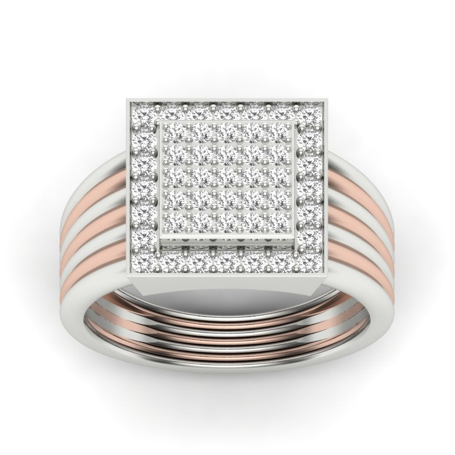 0.83 TW Two Tone Design Round Cut Lab Grown Diamond Ring Engagement Ring Prong Setting Design Ring Wedding Ring PR430