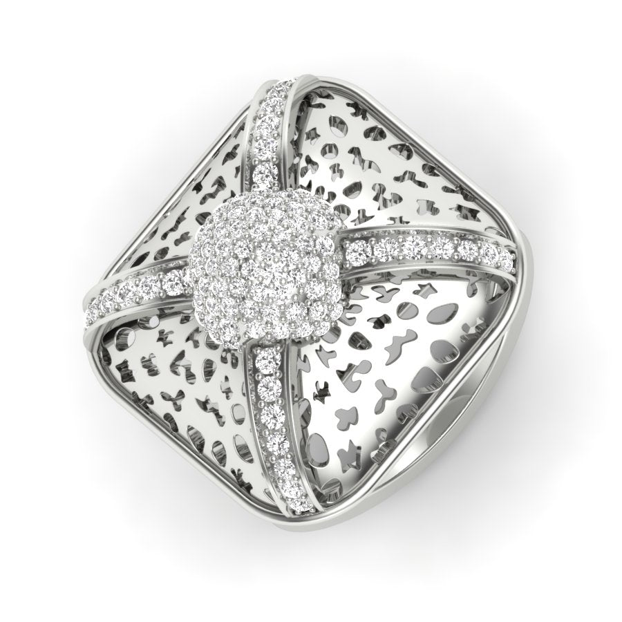 0.66 TW Unique Design Ring Round Cut Lab Grown Diamond Ring Cocktail Style Engagement Ring Wedding Ring PR440