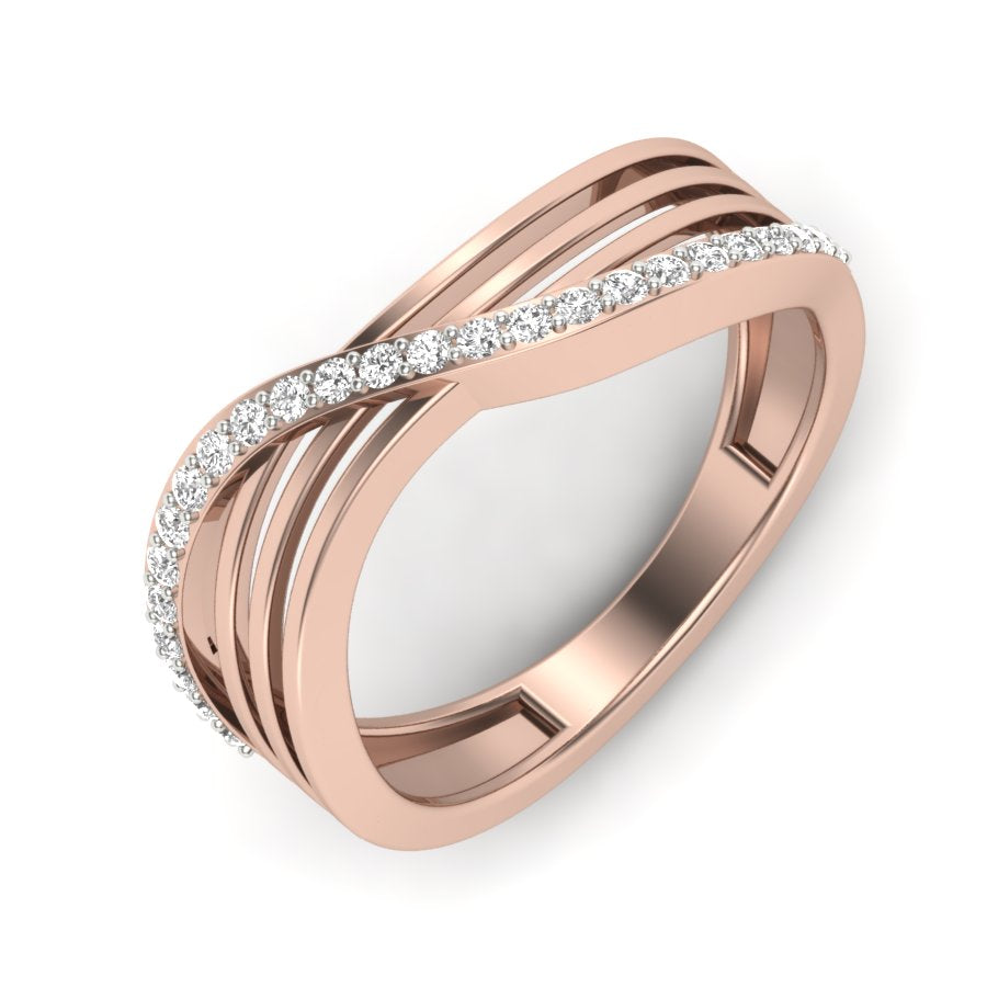 0.19 TW Prong Set & Crossover Ring Round Cut Lab Grown Diamond Ring Engagement Ring Wedding Ring Bridal Ring PR449