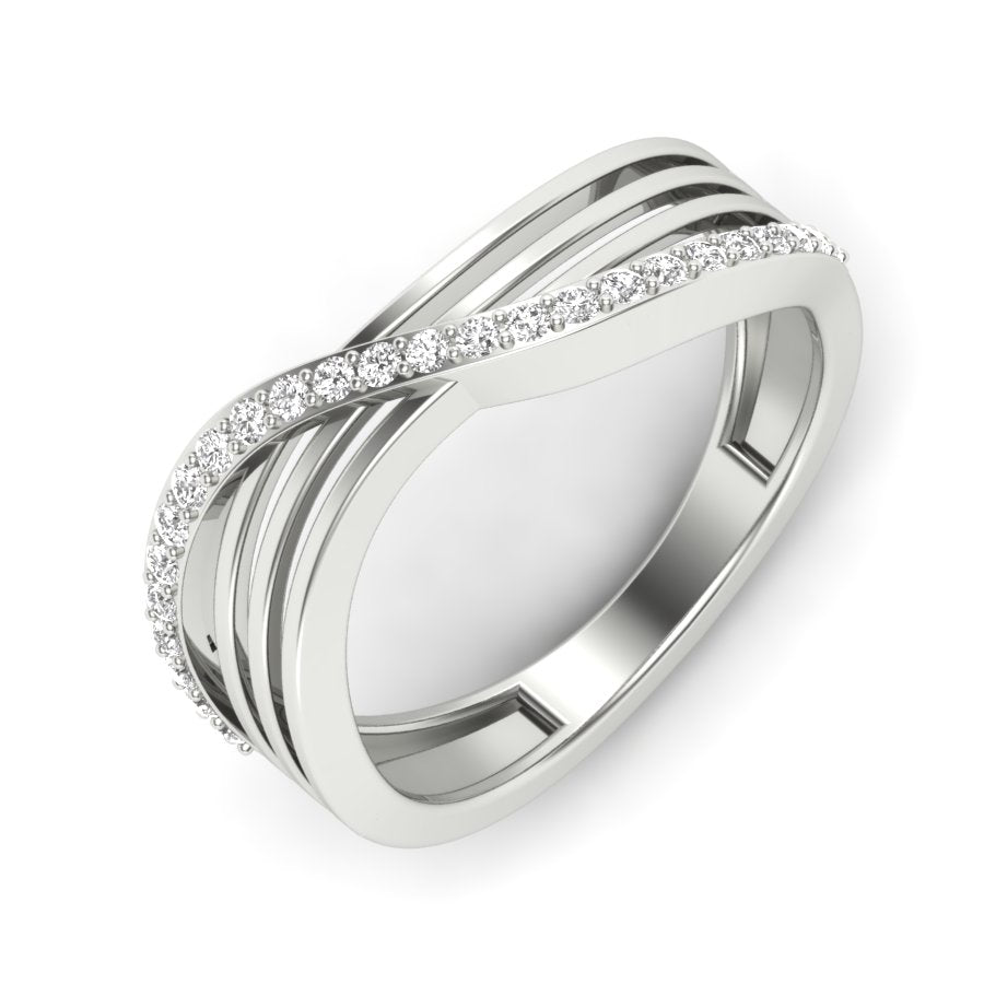 0.19 TW Prong Set & Crossover Ring Round Cut Lab Grown Diamond Ring Engagement Ring Wedding Ring Bridal Ring PR449