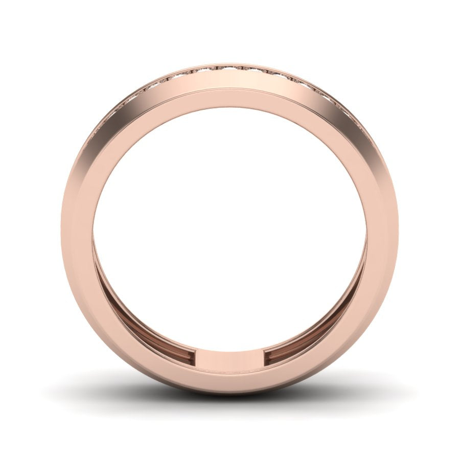 0.39 TW Channel Set Staking Band For Men's Round Cut Lab Grown Diamond Band Engagement Band Men's Wedding Band PR451