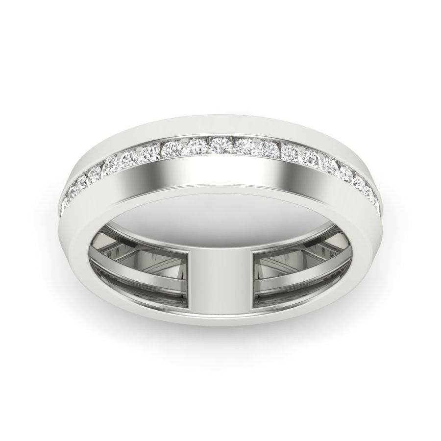 0.39 TW Channel Set Staking Band For Men's Round Cut Lab Grown Diamond Band Engagement Band Men's Wedding Band PR451