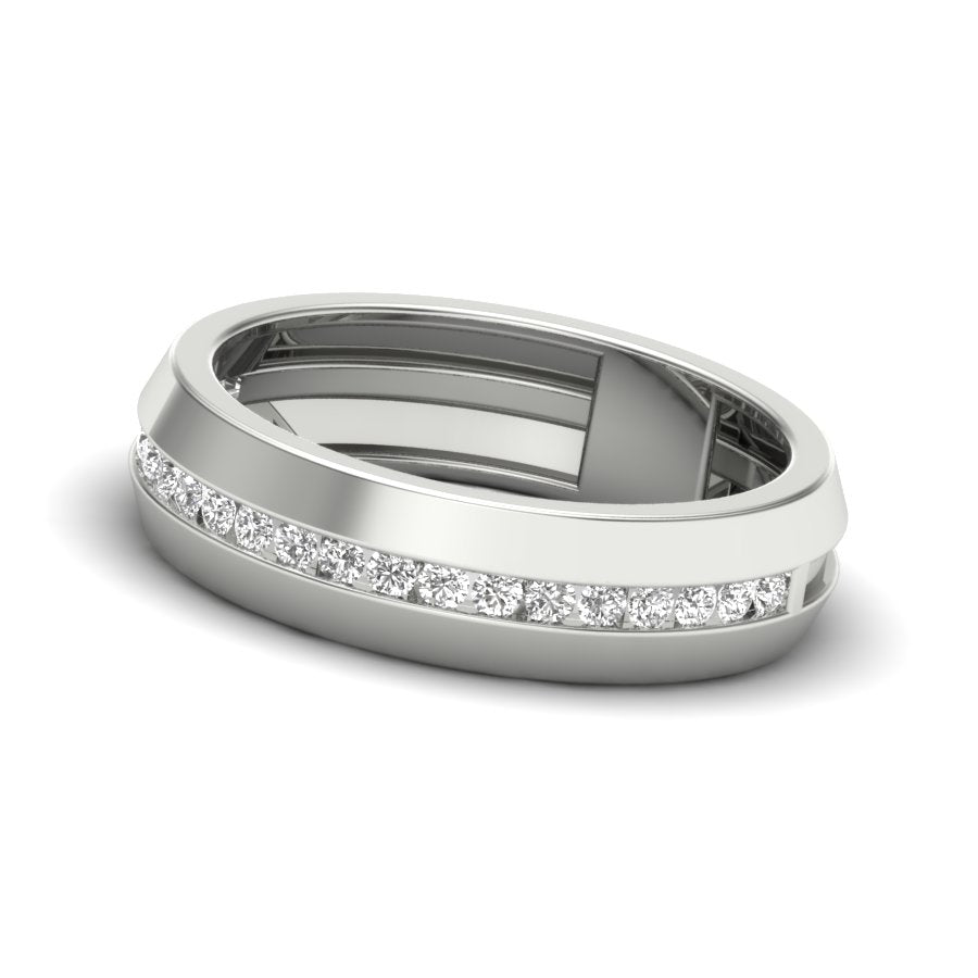 0.39 TW Channel Set Staking Band For Men's Round Cut Lab Grown Diamond Band Engagement Band Men's Wedding Band PR451