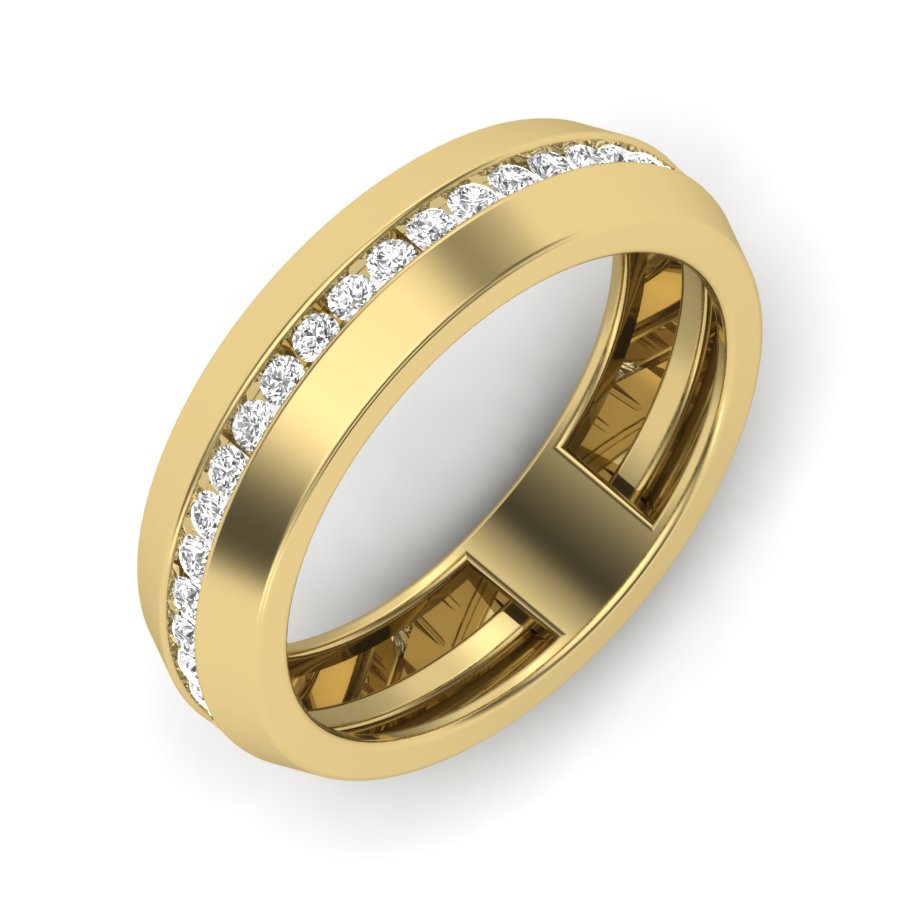 0.39 TW Channel Set Staking Band For Men's Round Cut Lab Grown Diamond Band Engagement Band Men's Wedding Band PR451