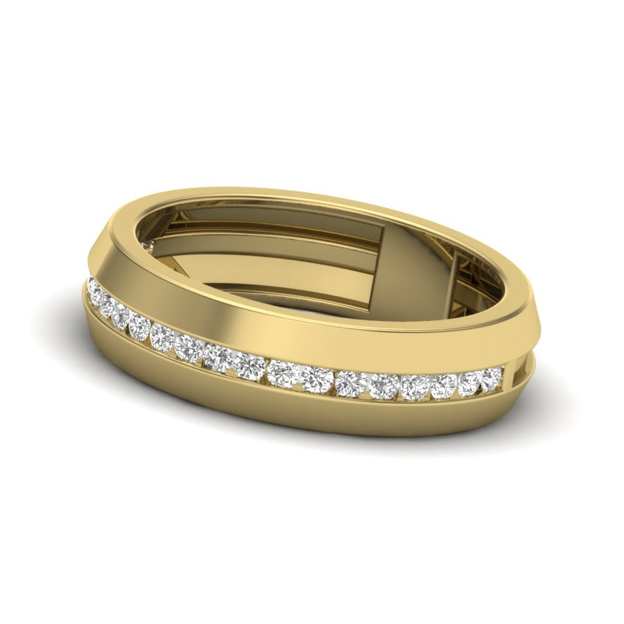 0.39 TW Channel Set Staking Band For Men's Round Cut Lab Grown Diamond Band Engagement Band Men's Wedding Band PR451