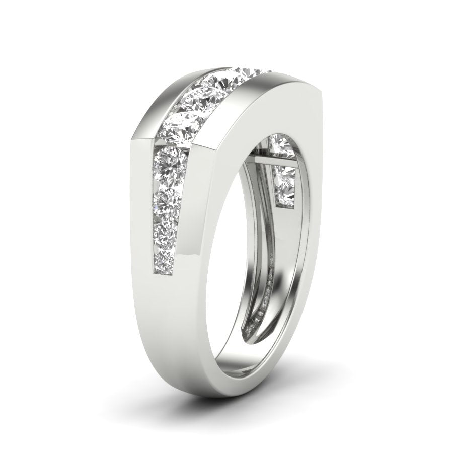 1.75 TW Round Cut Lab Grown Diamond Band Engagement Band Men's Wedding Band Channel Set Staking Band For Men's PR452