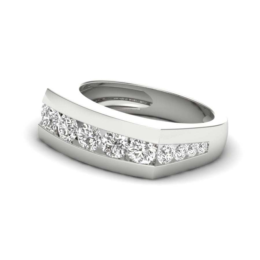 1.75 TW Round Cut Lab Grown Diamond Band Engagement Band Men's Wedding Band Channel Set Staking Band For Men's PR452