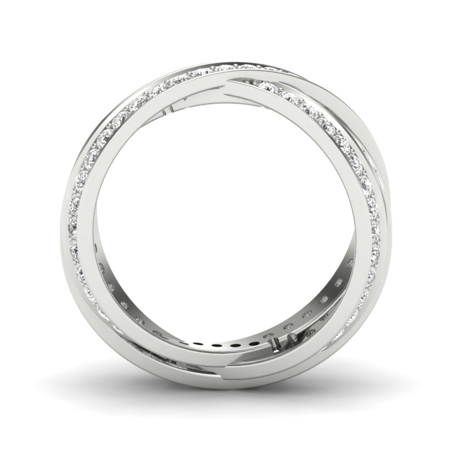 Three Row Eternity Diamond Ring 1.34 TW Bypass Design With Round Cut Lab Grown Diamond Ring Pave Set Wedding ring Engagement ring PR454