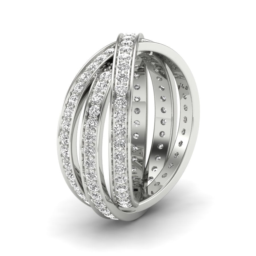 Three Row Eternity Diamond Ring 1.34 TW Bypass Design With Round Cut Lab Grown Diamond Ring Pave Set Wedding ring Engagement ring PR454