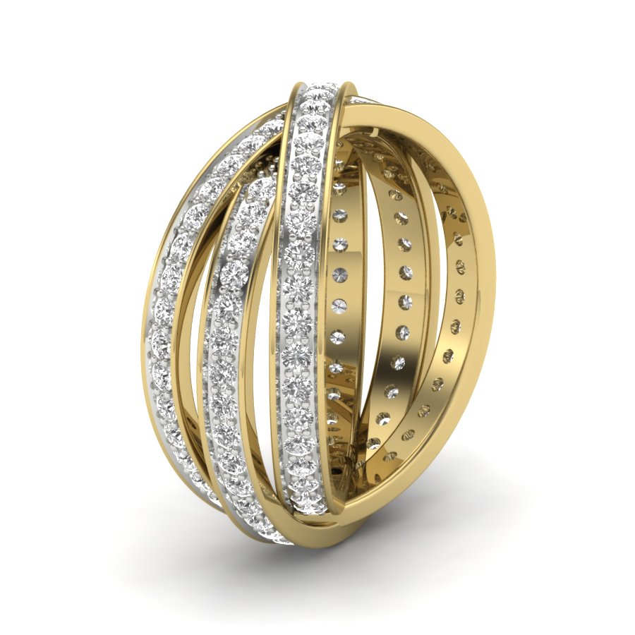 Three Row Eternity Diamond Ring 1.34 TW Bypass Design With Round Cut Lab Grown Diamond Ring Pave Set Wedding ring Engagement ring PR454