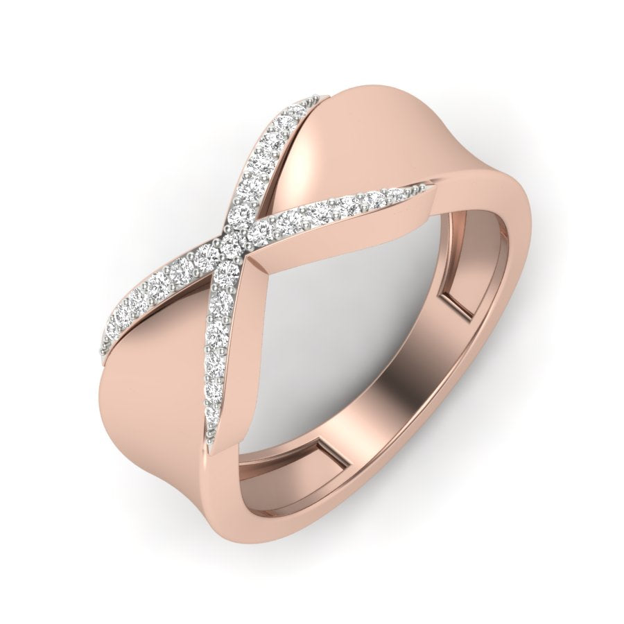 Unique Ring 0.17 TW Crossover Band Ring With Round Cut Lab Grown Diamond Prong Set Engagement Ring Wedding Ring PR457