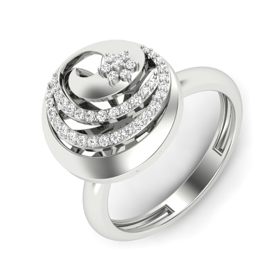 0.22 TW Round Cut Lab Grown Diamond Ring Pave/ Prong Setting With Flower Design Engagement Ring Bridal Wedding Ring Solitaire Ring PR461