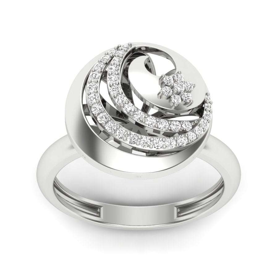 0.22 TW Round Cut Lab Grown Diamond Ring Pave/ Prong Setting With Flower Design Engagement Ring Bridal Wedding Ring Solitaire Ring PR461