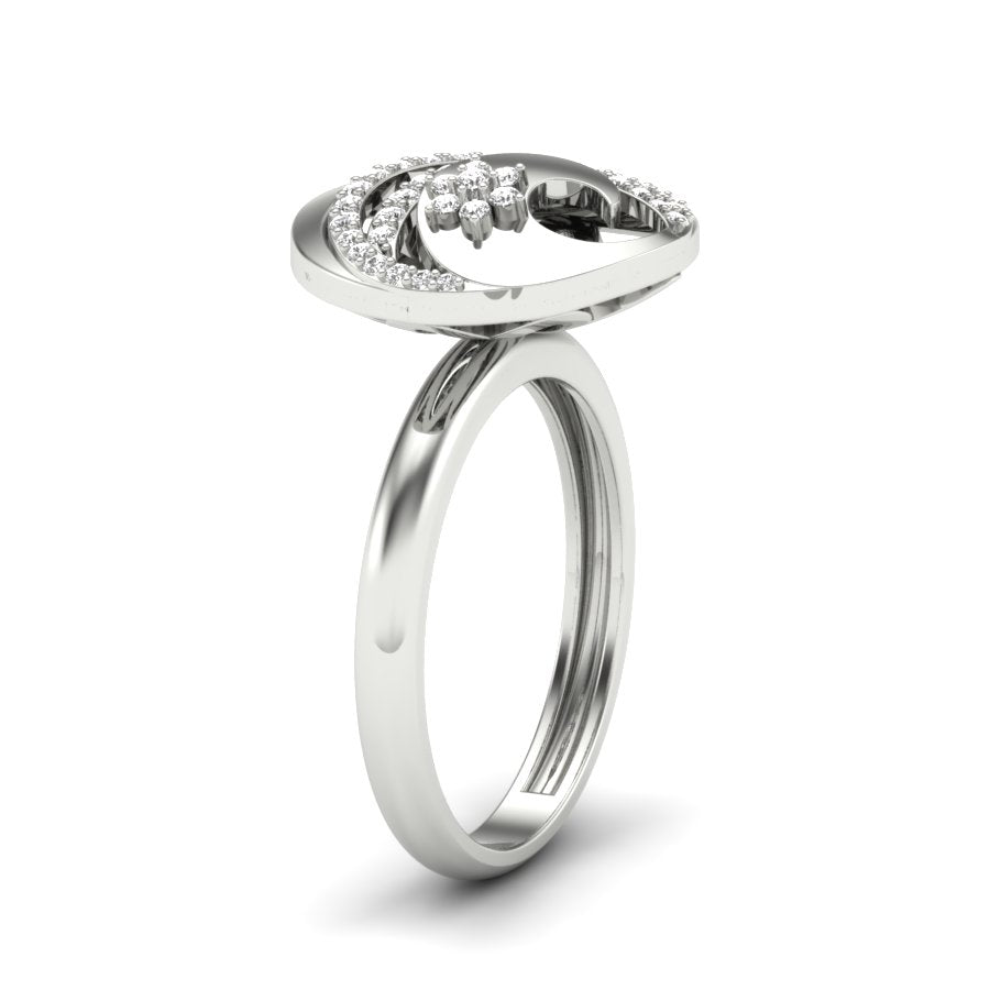 0.22 TW Round Cut Lab Grown Diamond Ring Pave/ Prong Setting With Flower Design Engagement Ring Bridal Wedding Ring Solitaire Ring PR461