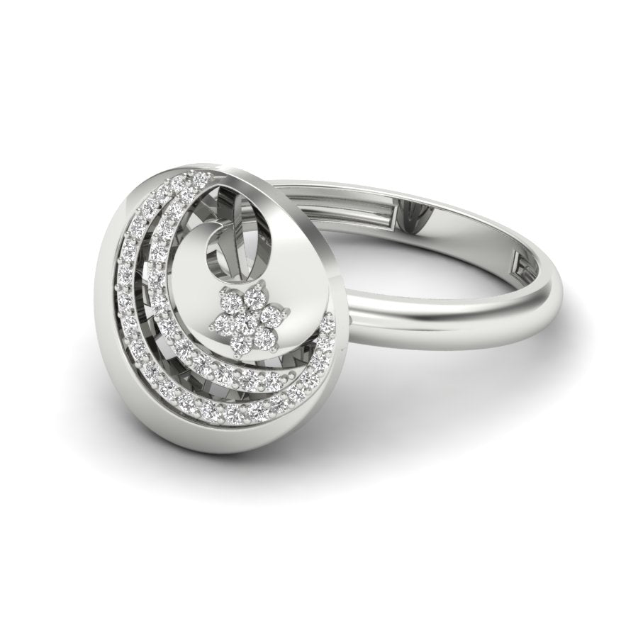 0.22 TW Round Cut Lab Grown Diamond Ring Pave/ Prong Setting With Flower Design Engagement Ring Bridal Wedding Ring Solitaire Ring PR461