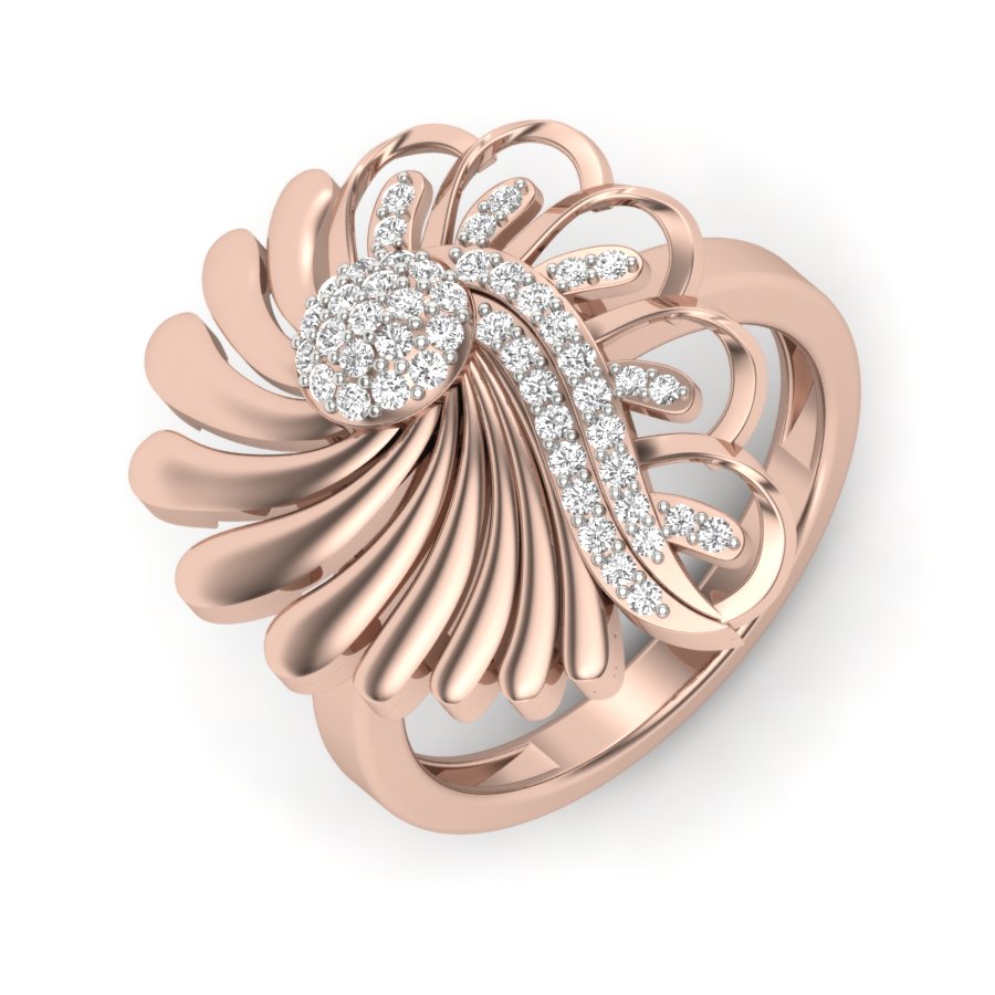 0.27 TW Flower Style Round Cut Lab Grown Diamond Ring Gold Engagement Ring Prong Set Ring Bridal Wedding Ring PR462