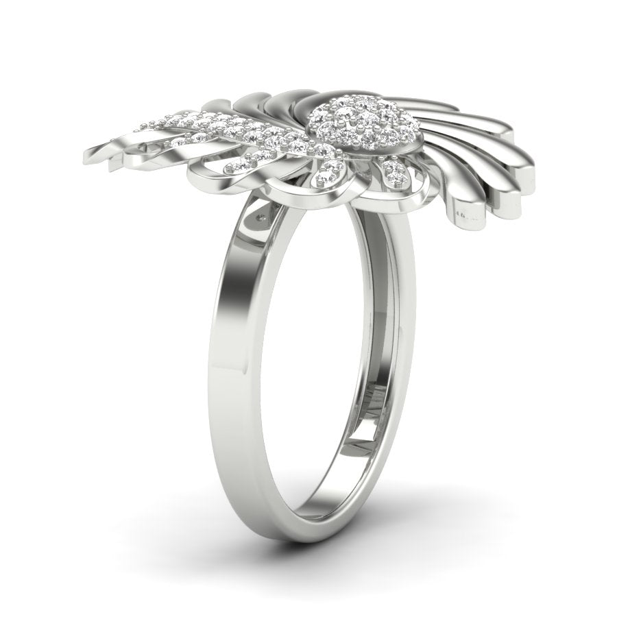 0.27 TW Flower Style Round Cut Lab Grown Diamond Ring Gold Engagement Ring Prong Set Ring Bridal Wedding Ring PR462