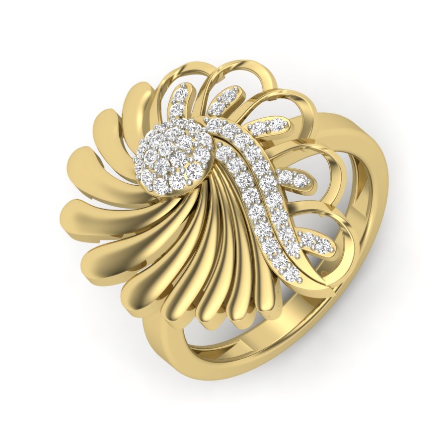 0.27 TW Flower Style Round Cut Lab Grown Diamond Ring Gold Engagement Ring Prong Set Ring Bridal Wedding Ring PR462