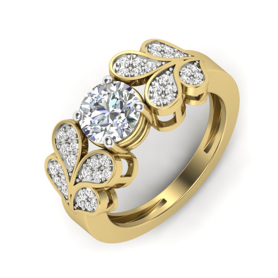 1.55 TW Round Cut Lab Grown Diamond Ring Engagement Ring Pave/ Prong Set band Wedding Ring PR464