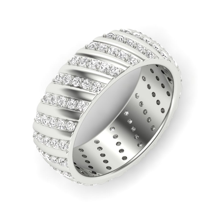 1.07 TW Round Cut Lab Grown Diamond Pave Set With Prong Engagement Band Men's Wedding Band PR467