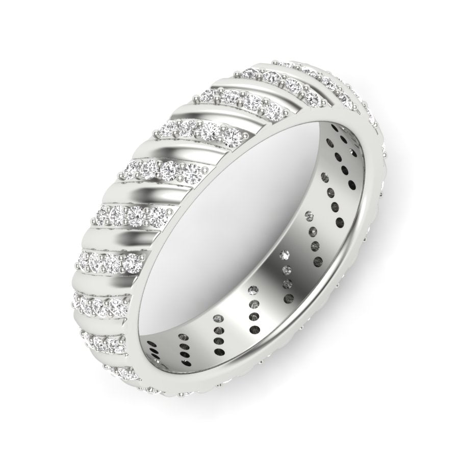 0.55 TW Round Cut Lab Grown Diamond Pave Set With Prong Engagement Band Bridal Wedding Band PR468