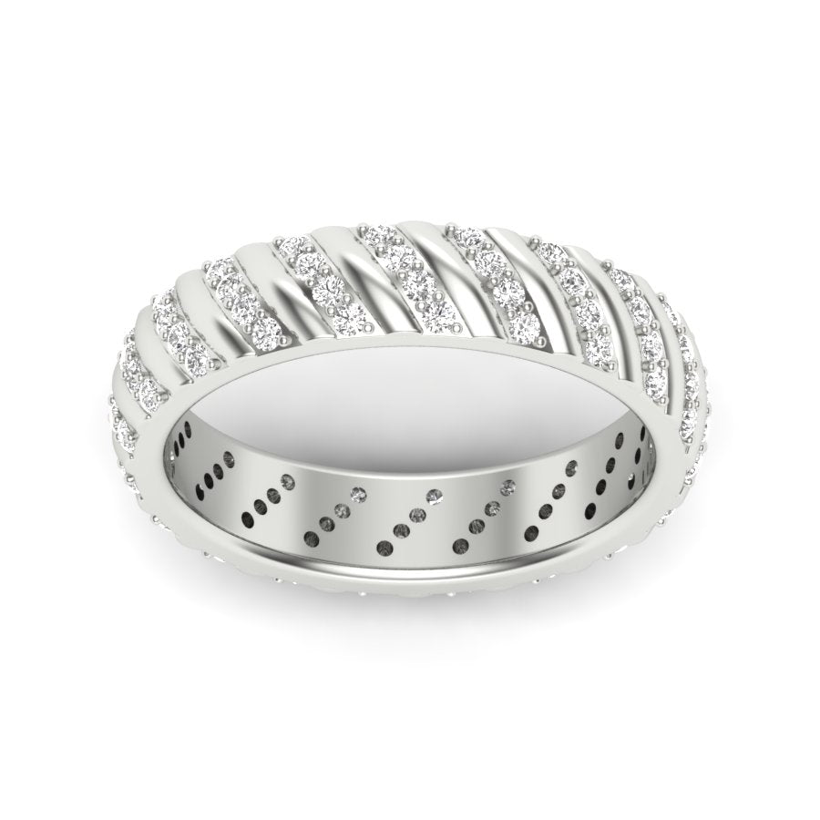 0.55 TW Round Cut Lab Grown Diamond Pave Set With Prong Engagement Band Bridal Wedding Band PR468