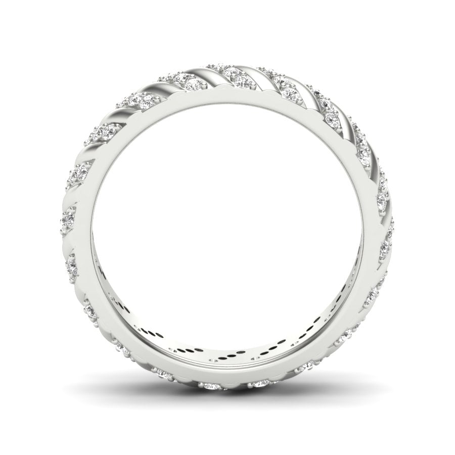 0.55 TW Round Cut Lab Grown Diamond Pave Set With Prong Engagement Band Bridal Wedding Band PR468