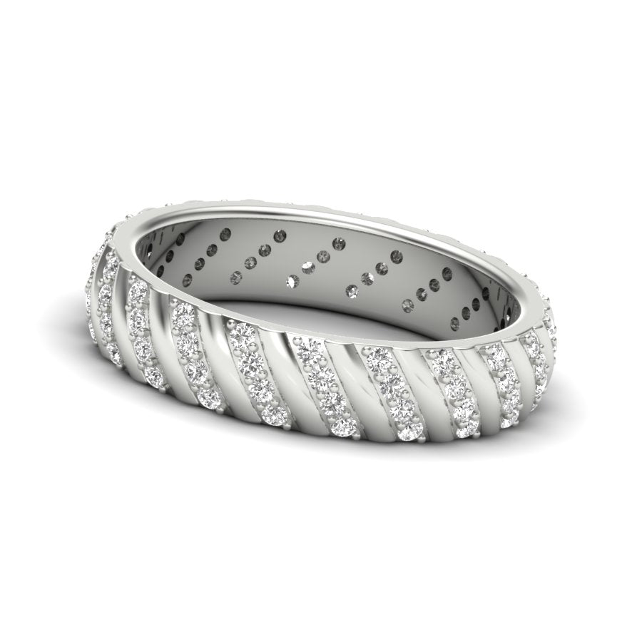 0.55 TW Round Cut Lab Grown Diamond Pave Set With Prong Engagement Band Bridal Wedding Band PR468