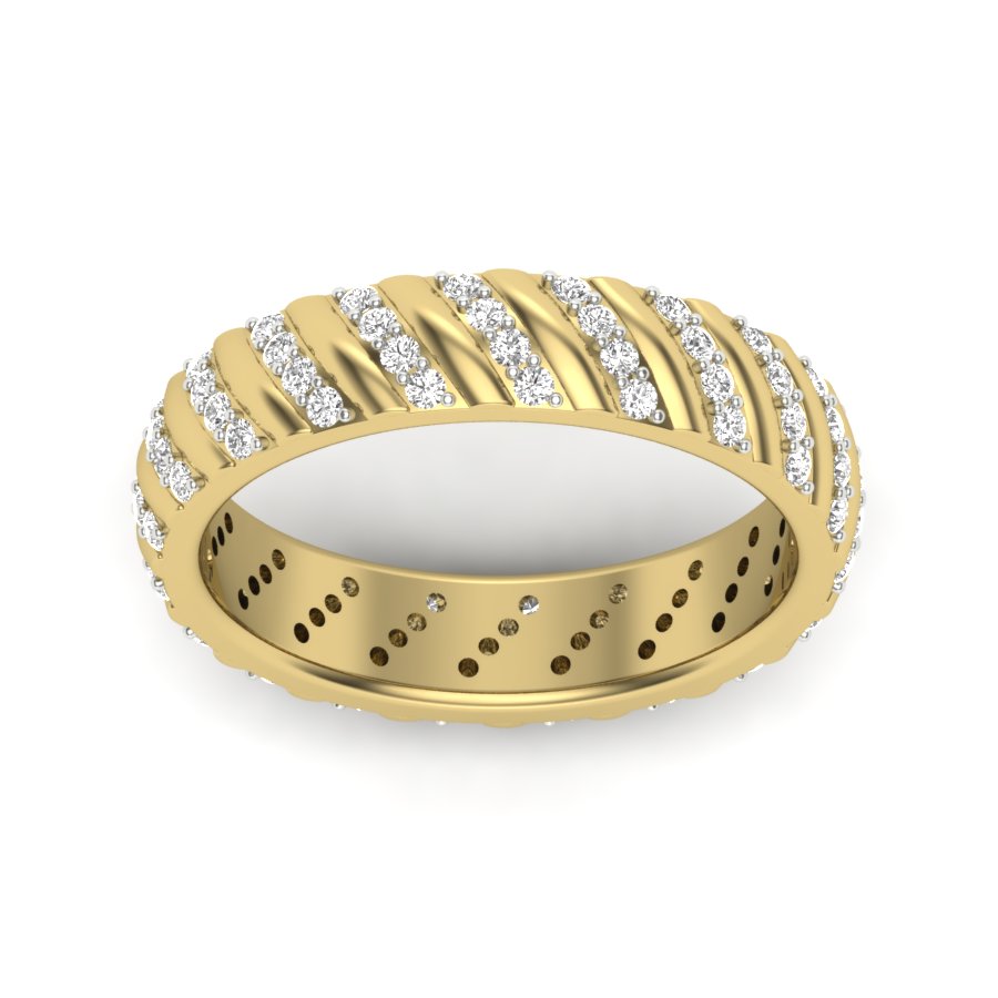 0.55 TW Round Cut Lab Grown Diamond Pave Set With Prong Engagement Band Bridal Wedding Band PR468