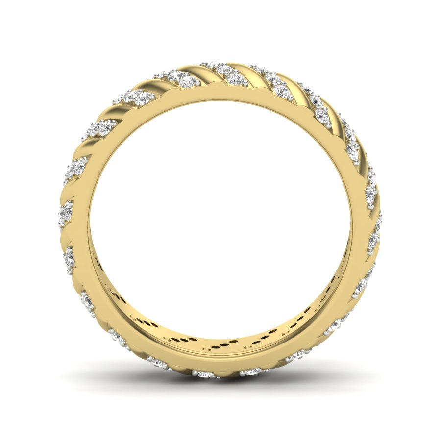 0.55 TW Round Cut Lab Grown Diamond Pave Set With Prong Engagement Band Bridal Wedding Band PR468