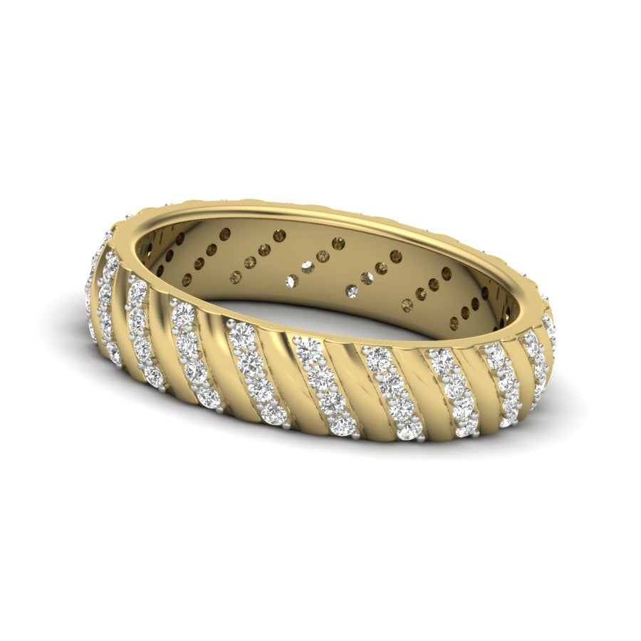 0.55 TW Round Cut Lab Grown Diamond Pave Set With Prong Engagement Band Bridal Wedding Band PR468