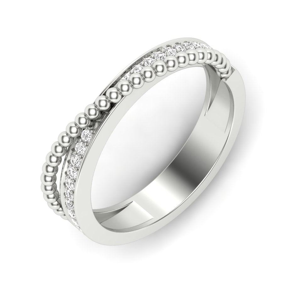 0.13 TW Pave Set & Crossover Ring Round Cut Lab Grown Diamond Ring Engagement Ring Wedding Ring Bridal Ring PR469