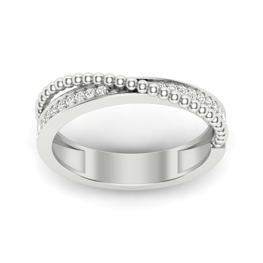 0.13 TW Pave Set & Crossover Ring Round Cut Lab Grown Diamond Ring Engagement Ring Wedding Ring Bridal Ring PR469