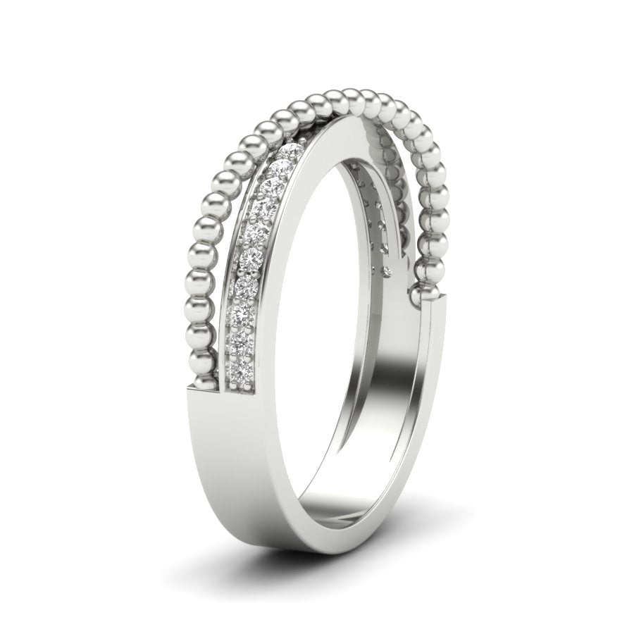 0.13 TW Pave Set & Crossover Ring Round Cut Lab Grown Diamond Ring Engagement Ring Wedding Ring Bridal Ring PR469