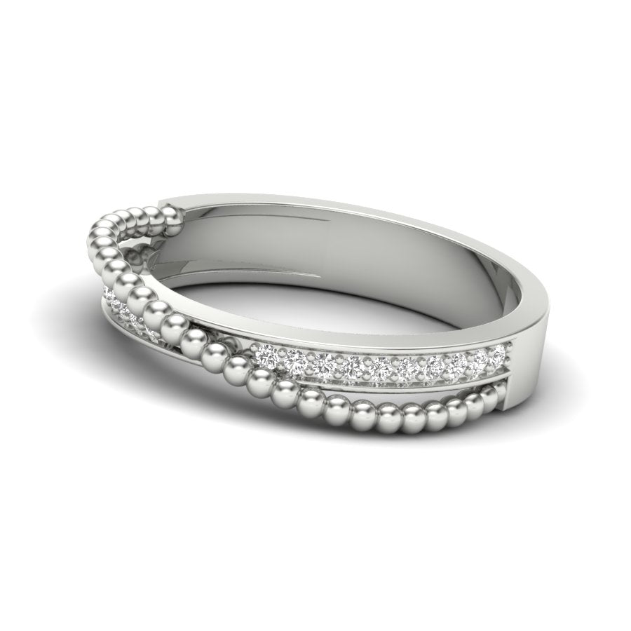 0.13 TW Pave Set & Crossover Ring Round Cut Lab Grown Diamond Ring Engagement Ring Wedding Ring Bridal Ring PR469