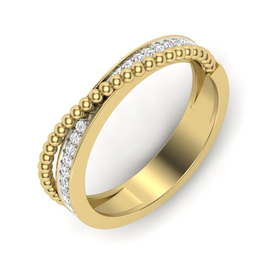 0.13 TW Pave Set & Crossover Ring Round Cut Lab Grown Diamond Ring Engagement Ring Wedding Ring Bridal Ring PR469