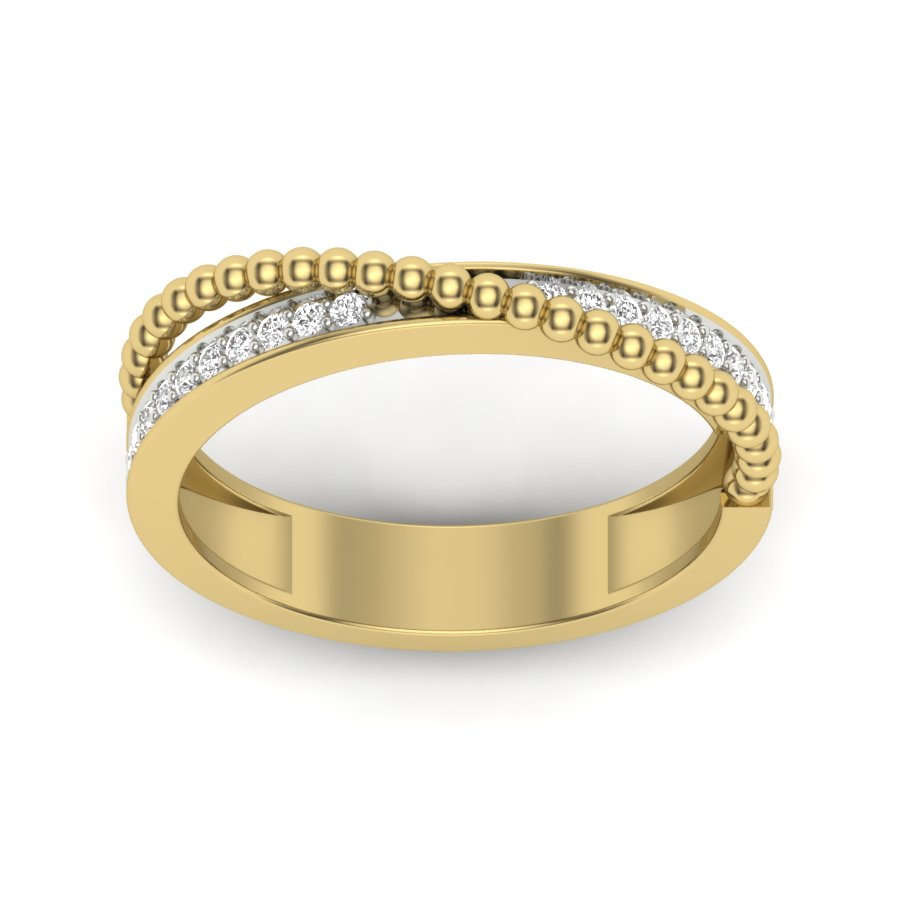 0.13 TW Pave Set & Crossover Ring Round Cut Lab Grown Diamond Ring Engagement Ring Wedding Ring Bridal Ring PR469