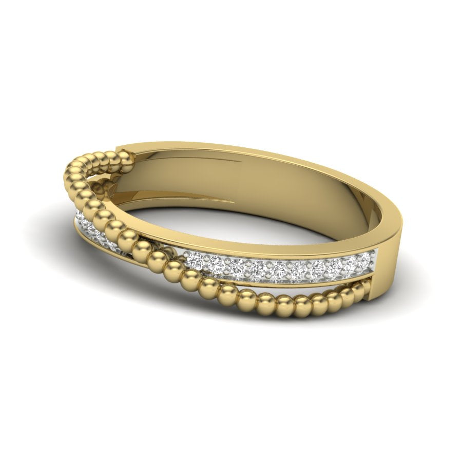 0.13 TW Pave Set & Crossover Ring Round Cut Lab Grown Diamond Ring Engagement Ring Wedding Ring Bridal Ring PR469