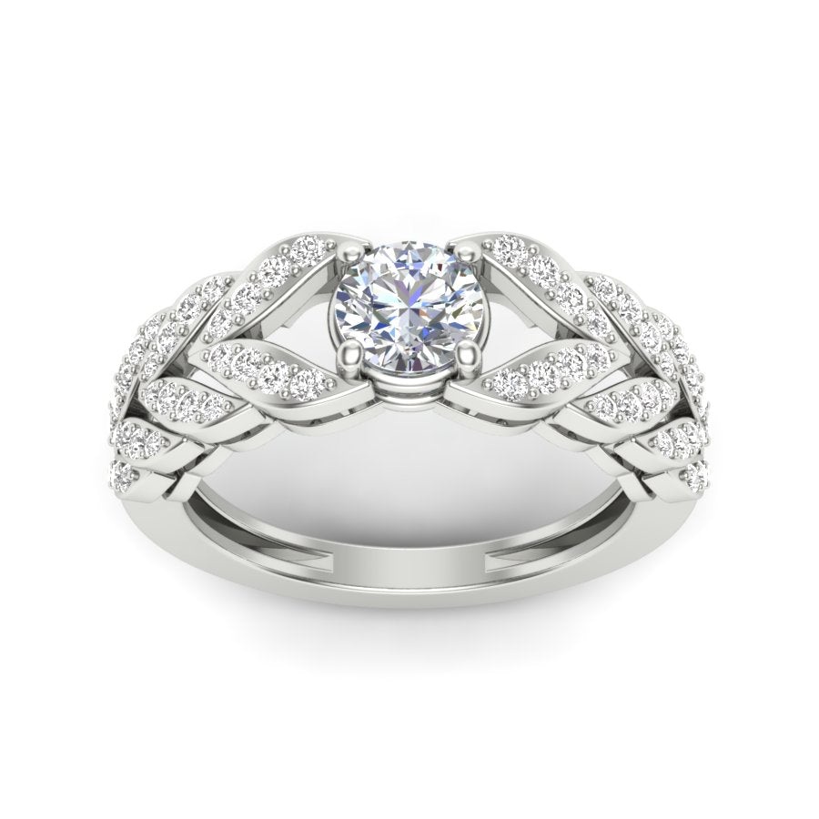 Unique Design Ring 1.05 TW Unique wedding engagement ring Round Cut Lab Grown Diamond Ring Round Prong setting With Multi Tone Gold Ring PR472