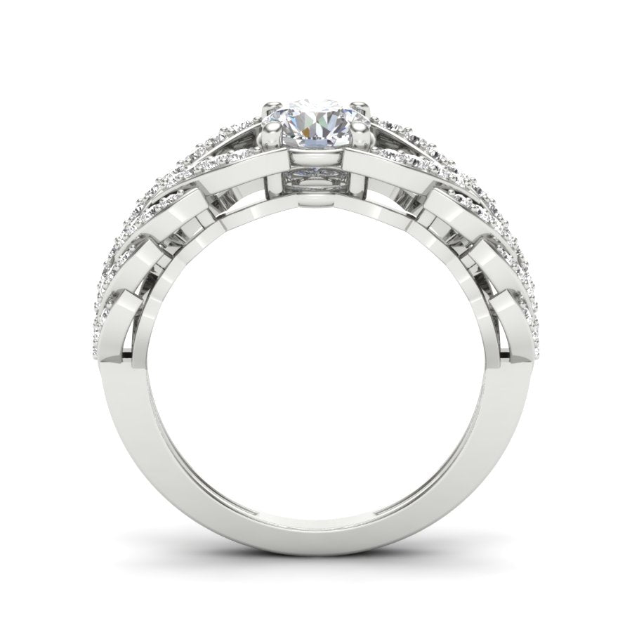 Unique Design Ring 1.05 TW Unique wedding engagement ring Round Cut Lab Grown Diamond Ring Round Prong setting With Multi Tone Gold Ring PR472