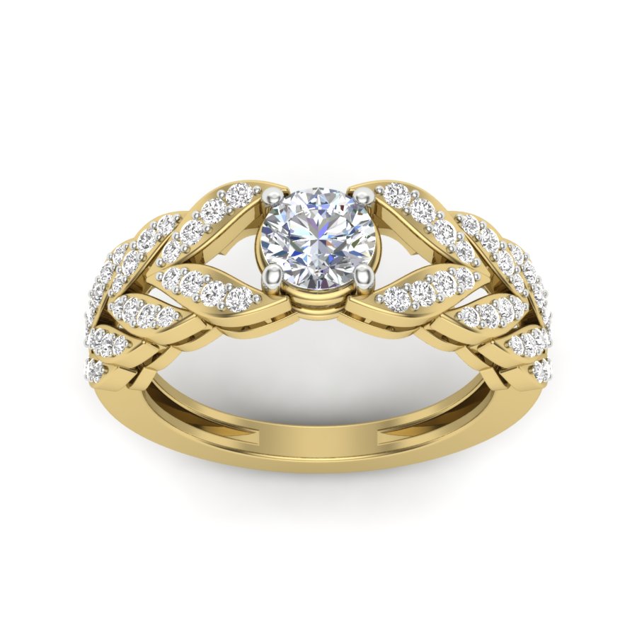 Unique Design Ring 1.05 TW Unique wedding engagement ring Round Cut Lab Grown Diamond Ring Round Prong setting With Multi Tone Gold Ring PR472